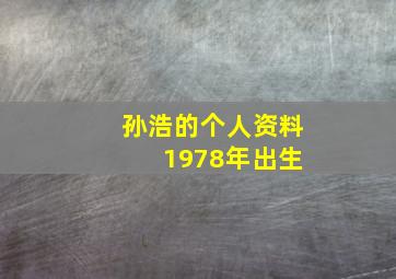 孙浩的个人资料 1978年出生